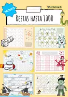 Vista previa - Hojas de trabajo - Sustracción hasta 1000 - Paquete de materiales - Portada