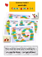 Vorschau - Spiele - Freiarbeit: "Tenses games 1-4" (Brettspielreihe zu "Zeiten und Verben" mit Selbstkontrolle) - Deckblatt