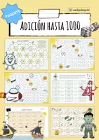 Vista previa - Hojas de trabajo - Adición hasta 1000 - Paquete (8 juegos & 3 hojas de trabajo) - Portada