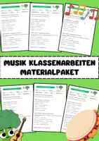 Vorschau - Arbeitsblätter - Musik Klassenarbeiten und Tests Materialpaket - Deckblatt