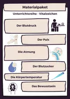 Vorschau - Stundenentwürfe - Vitalzeichen - Unterrichtsreihe inkl. Lernkarten und Lernerfolgskontrolle - Deckblatt