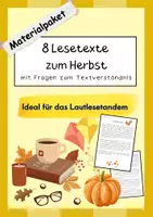 Vorschau - Arbeitsblätter - Materialpaket: 8 Lesetexte (Lesetandem) zum Herbst - mit Fragen zum Text - Deckblatt