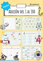 Vista previa - Hojas de trabajo - Adición hasta 100 - Paquete (7 Juegos & 2 hojas de trabajo) - Portada