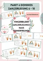 Vorschau - Spiele - Materialpaket ⭐Domino Fingerbilder - Zahlzerlegungshaus - Zahlzerlegung 6 7 8 9 10 - Matheförderung - Zehnerfreunde - Deckblatt