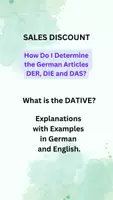Vorschau - Fördermaterial/Inklusion - SALES DISCOUNT - Determining the German Articles DER, DIE and DAS - Detailed Explanations of the Dative - Deckblatt