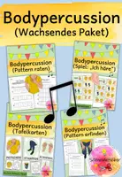 Vorschau - Unterrichtsreihen - Wachsendes Materialpaket, Bodypercussion, Body percussion, Rhythmus, Musik Pattern - Deckblatt