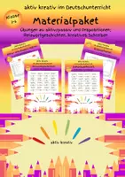 Vorschau - Stationenlernen - Materialpaket zu Präpositionen, aktiv-passiv, Reizwortgeschichten und kreative Schreibideen - Deckblatt