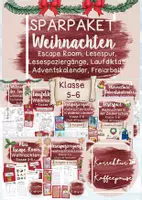 Vorschau - Stundenentwürfe - SPARPAKET / Materialpaket "Weihnachten" - Escape Room, Lesespaziergänge, Lesespur, Laufdiktat, Adventskalender, Übungsheft Wortarten etc. - Klasse 5-6 - Deckblatt