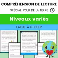 Aperçu - Feuilles d'exercices - Kit pédagogique : Compréhension de Lecture : Textes Jour Terre - Page de couverture