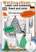 Vorschau - Mal- und Bastelvorlagen - Paket Lesen und Ausmalen / Read and Color Weihnachten - Deckblatt