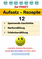 Vorschau - Unterrichtsreihen - 3er Paket: AUFSATZ-REZEPTE 12 (Spannende Geschichten, Nacherzählung, Erlebniserzählung) - Deckblatt