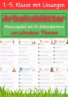 Vorschau - Arbeitsblätter - 10 Arbeitsblätter Bundle mit Lösungen 1.-5. Klasse verschiedene Themen DaZ Arbeitsblätter Mix Arbeitsblatt Bundle - Deckblatt