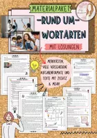 Vorschau - Arbeitsblätter - Materialpaket - Rund um Wortarten in Klasse mit Lösung 7 / 8 /9 - Deckblatt