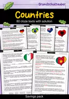 Vorschau - Arbeitsblätter - 80 countries - Cloze texts with solution - Material package (English) - Deckblatt