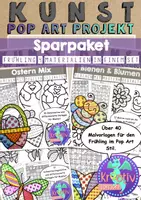 Vorschau - Arbeitsblätter - Kunst im Frühling Pop Art Ausmalbilder - Deckblatt