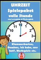 Vorschau - Stationenlernen - Uhrzeit - Spielepaket volle Stunden - analog, digital und in Umgangssprache - Deckblatt
