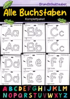 Vorschau - Unterrichtsreihen - Buchstabeneinführung Komplettpaket - Alle Buchstaben im Alphabet von A-Z für den Schreiblehrgang Klasse 1 - Deckblatt