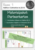 Vorschau - Stationenlernen - Materialpaket: Partnerkarten Addition und Subtraktion - Deckblatt