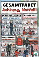 Vorschau - Mal- und Bastelvorlagen - Gesamtpaket "Achtung, Notfall" Polizei, Feuerwehr und Rettungsdienst - DaZ / DaF / Sachunterricht (stark wachsend) - Deckblatt
