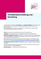 Vorschau - Arbeitsblätter - Materialpaket Verhaltensbeschreibung und -bewertung - Beobachtung - Deckblatt