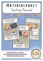 Vorschau - Arbeitsblätter - Materialpaket - Fasching / Karneval (Textverständnis, Hausaufgabengutscheine, Grußkarten,...) - Deckblatt