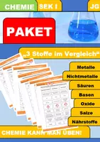 Vorschau - Arbeitsblätter - 3 Stoffe im Vergleich - 7 Stoffgruppen - Deckblatt
