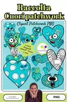 anteprima - Flashcard - Raccolta: Cliparts Cuori in Patchwork - Stile | Uso commerciale - Pagina di copertina