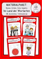 Vorschau - Arbeitsblätter - Materialpaket: Wortarten Nomen, Artikel, Verb, Adjektiv - Deckblatt