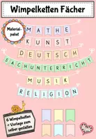 Vorschau - Poster - Materialpaket Wimpelketten alle Fächer & Vorlage zum selber gestalten - Deckblatt