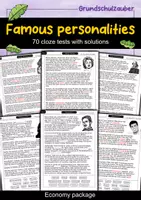 Vorschau - Arbeitsblätter - Famous personalities - 70 cloze texts with solutions - Deckblatt