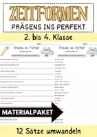 Vorschau - Arbeitsblätter - Materialpaket 20 Präsens Perfekt DaZ Grundschule Zeitformen Klasse 2 bis Klasse 4 - Deckblatt