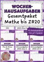 Vorschau - Arbeitsblätter - Wochenhausaufgabe Mathematik, 1.Klasse, für 12x4 Wochen - Deckblatt