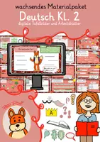 Vorschau - Unterrichtsreihen - Deutsch Klasse 2 - wachsendes Materialpaket - digitale Tafelbilder - Deckblatt