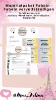 Vorschau - Arbeitsblätter - Materialpaket Fabel vervollständigen, Schreibplan, Tafelkarten - Deckblatt