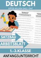 Vorschau - Arbeitsblätter - Bundle 10 Arbeitsblätter Sätze Bilden Klasse 1 bis 3 Satzbau lernen DaZ/DaF - Deckblatt