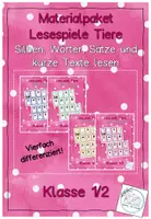Vorschau - Spiele - Materialpaket Lesespiele Tiere - vierfach differenziert! - Deckblatt
