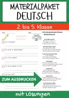 Vorschau - Arbeitsblätter - Deutsch Materialpaket Arbeitsblätter mit Lösungen, Zeitformen Präsens Präteritum Perfekt, DaZ Sätze Bilden Gesamtpaket - Deckblatt
