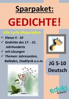 Vorschau - Stundenentwürfe - Sparpaket: Gedichte! Lyrik für die Klassen 5-10 (Themen: Jahreszeiten, Stadt, Balladen, politische Lyrik) - Deckblatt