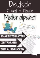 Vorschau - Arbeitsblätter - Präsens und Präteritum Klasse 3 und 2 Materialpaket 10 DaZ Arbeitsblätter - Deckblatt