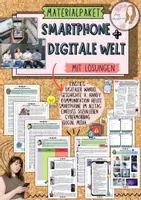 Vorschau - Unterrichtsreihen - Materialpaket - Smartphone und digitale Welt ; Handy im Alltag ; Kommunikation ; Gefahren ; soziale Medien mit Lösung (Klasse 7/8/9/10) - Deckblatt