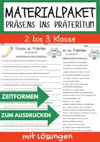 Vorschau - Arbeitsblätter - 20 Arbeitsblätter Präsens ins Präteritum Zeitformen Klasse 3 Deutsch Arbeitsblätter mit Lösungen - Deckblatt