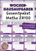 Vorschau - Arbeitsblätter - Wochenhausaufgabe Mathematik Klasse 2 - Deckblatt