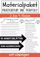 Vorschau - Arbeitsblätter - 10 Arbeitsblätter Präteritum ins Perfekt B1 DaZ / DaF Präteritum Perfekt Arbeitsblätter mit Lösungen - Deckblatt