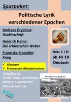 Vorschau - Stundenentwürfe - Sparpaket: Politische Lyrik verschiedener Epochen | Aufgaben | LÖSUNGEN | Deutsch Klasse 10-11 - Deckblatt