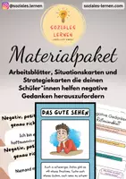 Vorschau - Arbeitsblätter - Materialpaket Negative Gedanken herausfordern - Arbeitsblätter, Situationskarten + Strategiekarten - Deckblatt