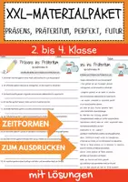 Vorschau - Arbeitsblätter - Präsens Präteritum Perfekt Futur Mega Paket 40 Arbeitsblätter mit Lösungen - Deckblatt