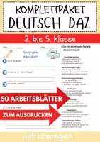 Vorschau - Unterrichtsreihen - 50 Arbeitsblätter Deutsch Gesamtpaket DaZ Klasse 2 bis Klasse 4 - Deckblatt