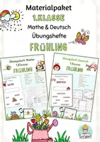 Vorschau - Unterrichtsreihen - Materialpaket 1. Klasse, Deutsch, Deutsch Mathe Übungsheft Frühling Arbeitsblätter - Deckblatt