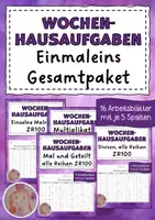 Vorschau - Arbeitsblätter - Wochenhausaufgaben Mathematik: Einmaleins für 4 x 4 Wochen - Deckblatt