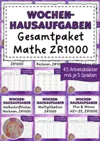 Vorschau - Arbeitsblätter - Wochenhausaufgaben Mathe, 3. Klasse, für 45 Wochen - Deckblatt